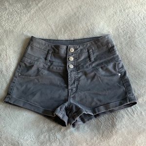Grey refuge. High waisted Jean shorts.